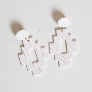 Geometric White Clay Earrings